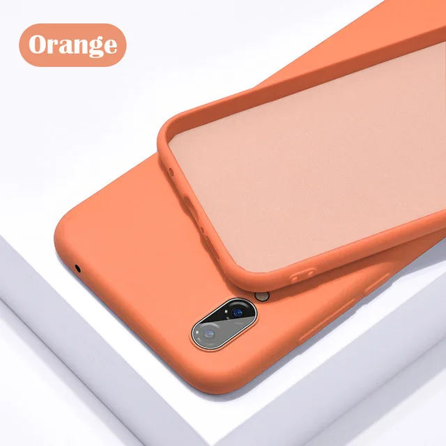 Orange Роскошный силиконовый чехол для телефона с логотипом для iPhone 11 Pro XS Max XR X 8 7 Plus, жидкий Официальный чехол для iPhone 6S 6 Plus - Цвет: Orange