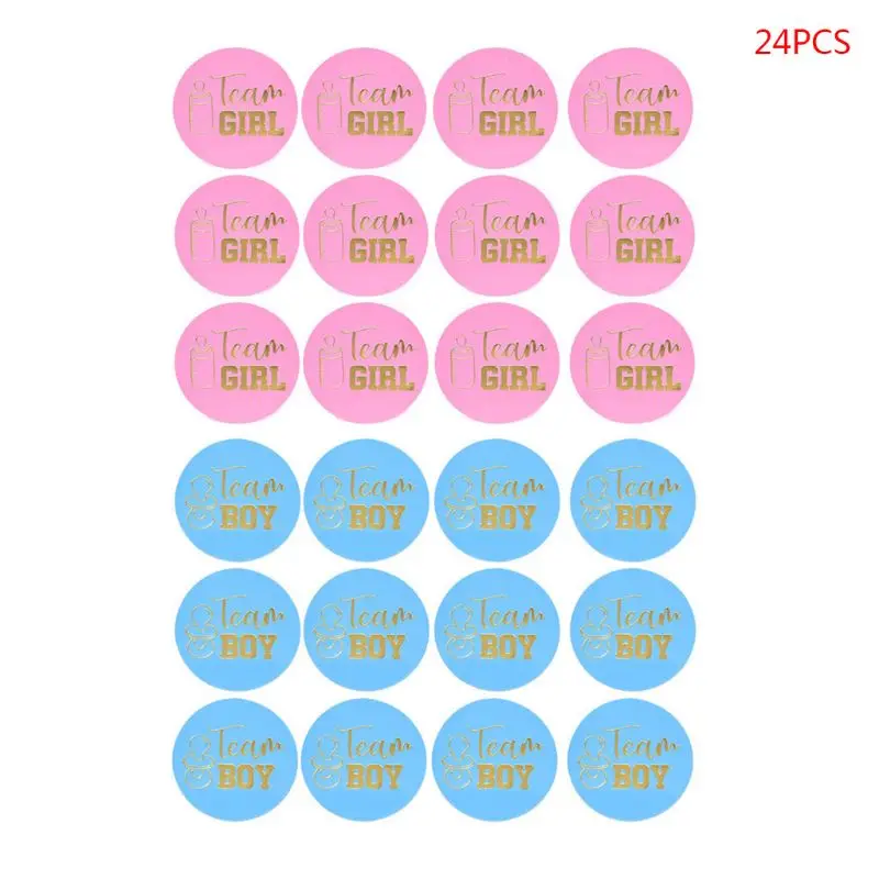 

24Pcs Gender Reveal Stickers Team Boy Team Girl Labels for Party Invitations Voting Games Creative Decoration