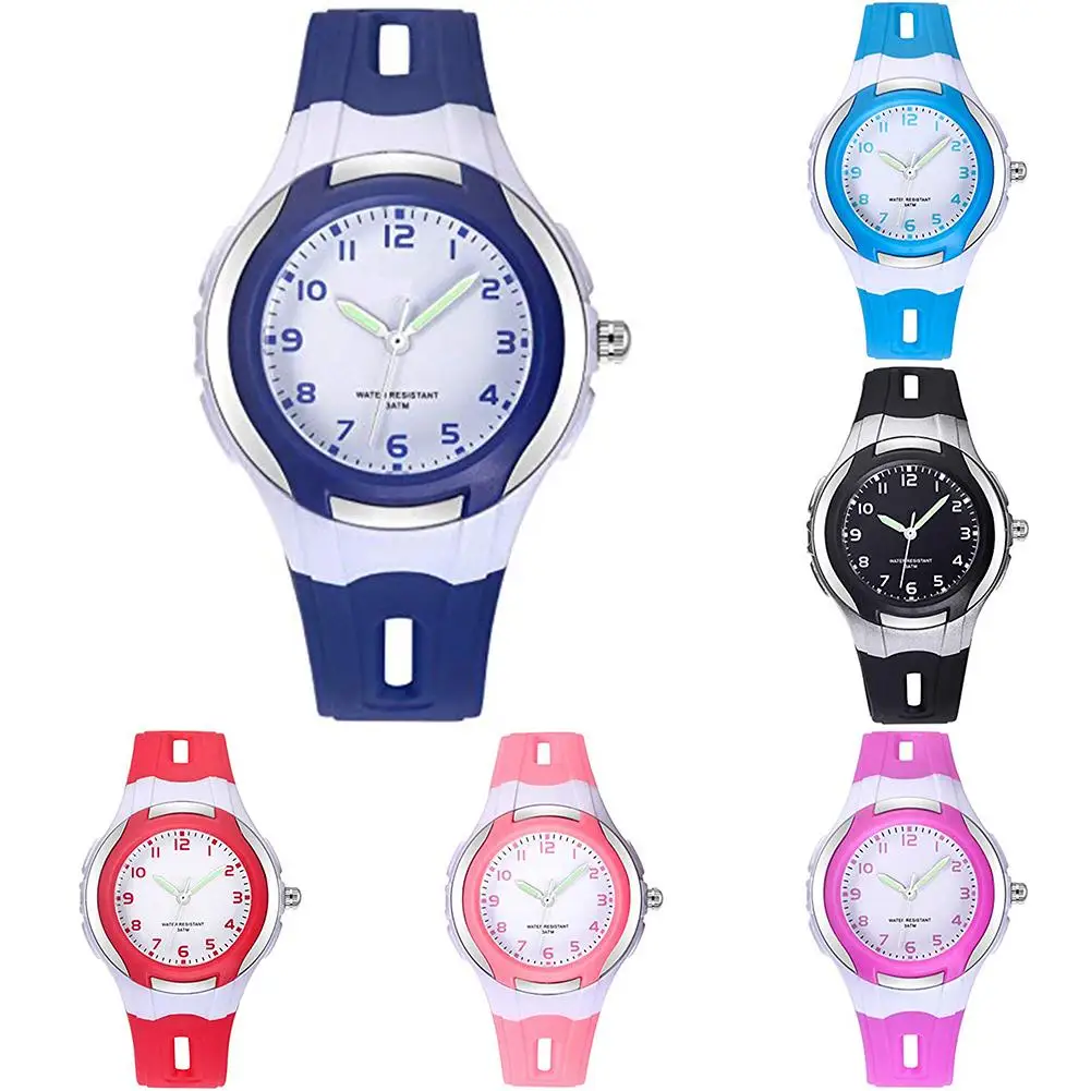 Fashion Round Dial Kid Boy Girl Student Waterproof Quartz Jelly Wrist Watch Gift