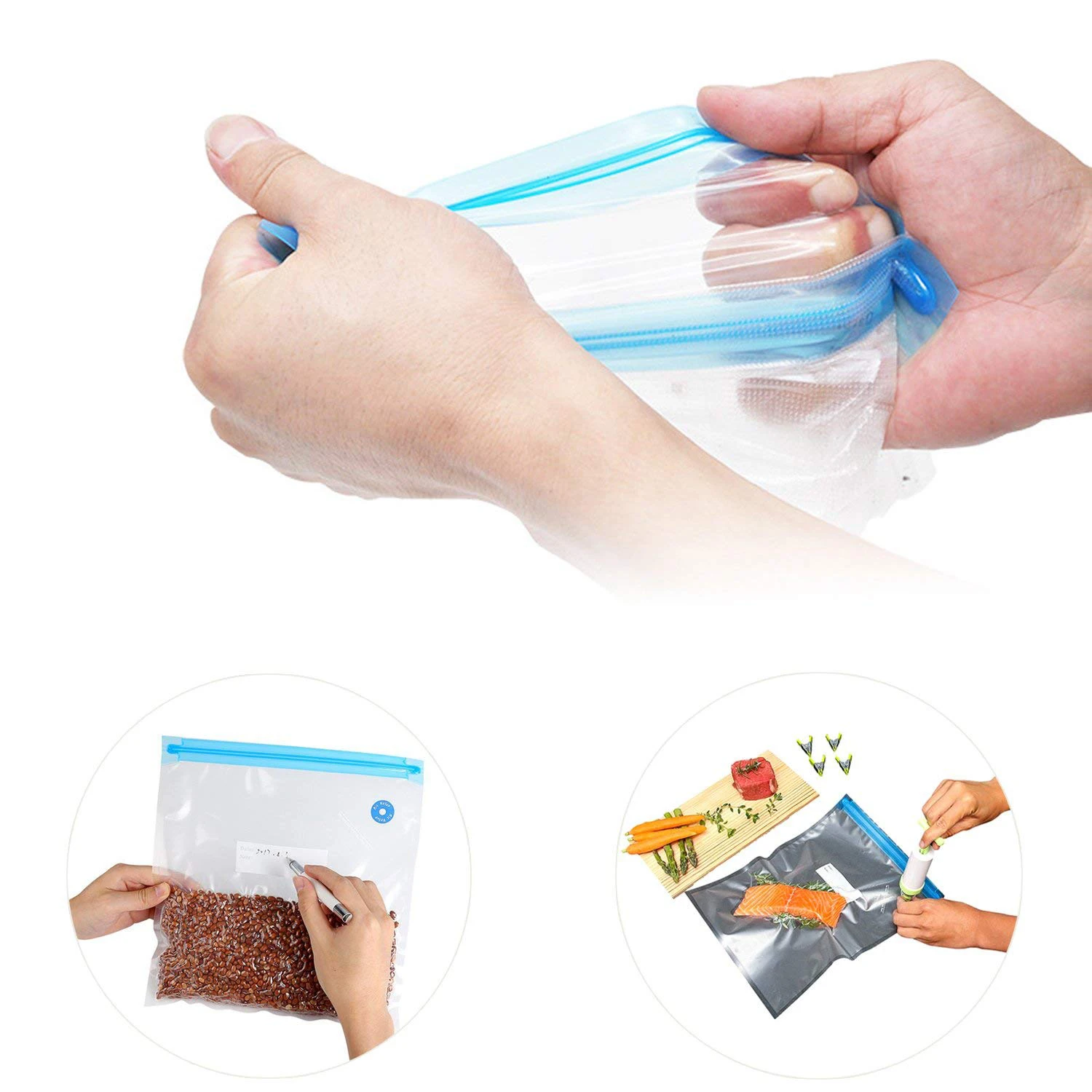 Sous-Vide пакеты первой необходимости Набор для ановарки, многоразовые хранения продуктов морозильник и воды приготовления пакетов, 10 вакуумный Seale
