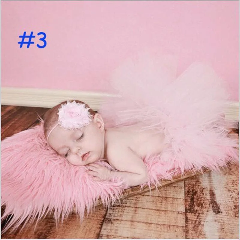 Baby Girl Tulle Tutu Skirt and Flower Headband Set Newborn Photography Props Baby Birthday Gift Clothes 0-9M