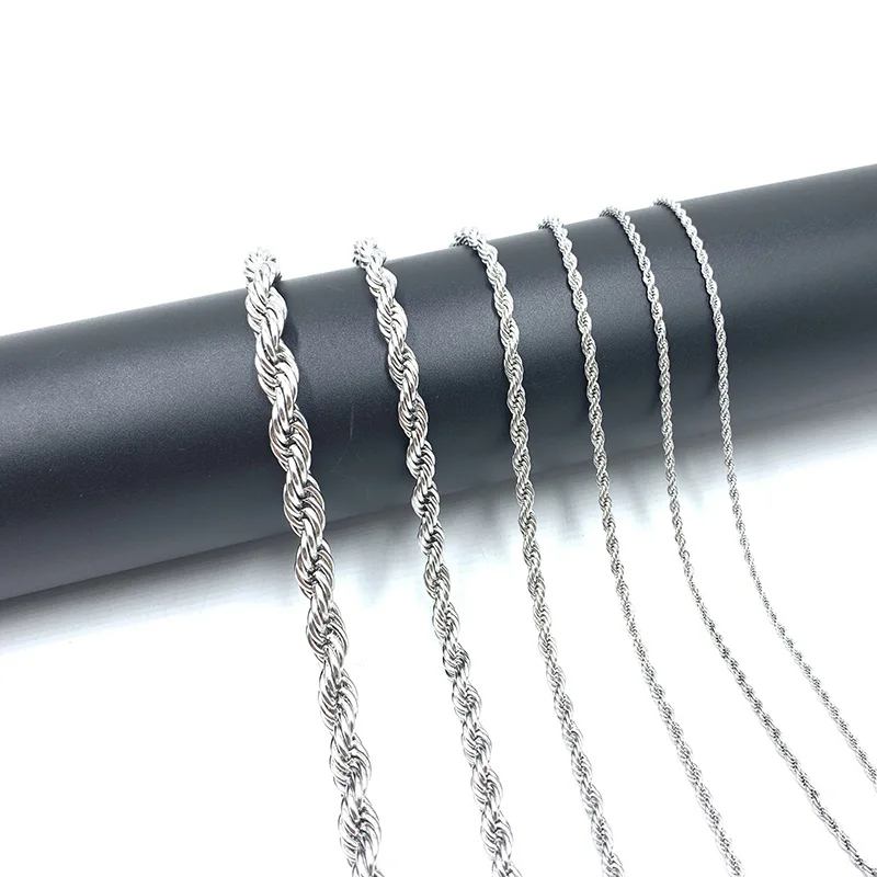 Stainless Steel Necklace Metal Necklace Rope Chains Stainless Steel Necklaces for Women Men 2MM-8MM Hip Hop Jewelry