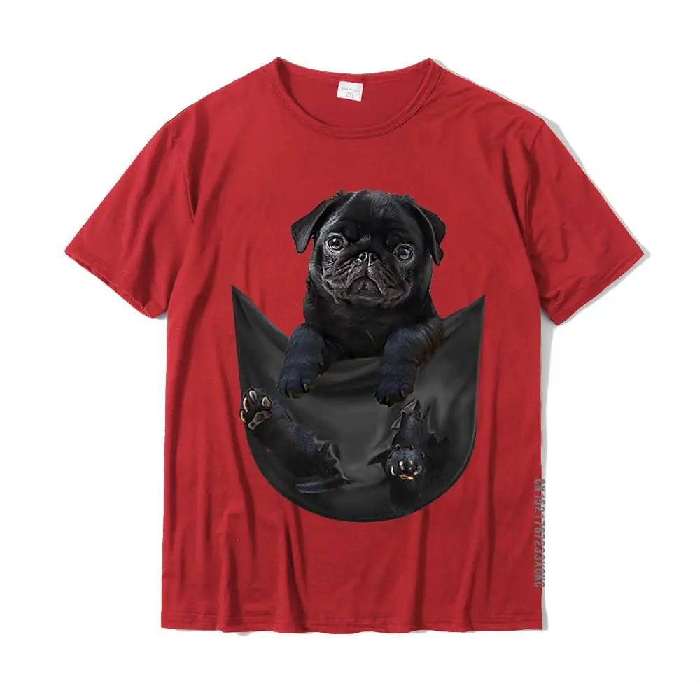 Slim Fit Mens Coupons Funny Tops & Tees Crewneck VALENTINE DAY Pure Cotton T Shirts Casual Short Sleeve Tee Shirt Funny Black Pug In Pocket T-Shirt__MZ20584 red