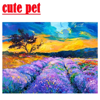 

3D Diamond Painting lavender wallpaper diamond painting DIY full diamond cross-stitch diamond embroidery living room decoration