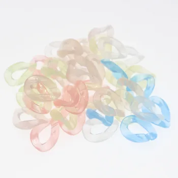

CHONGAI 20Pcs Transparent Jelly Color Acrylic Flat Twist Oval Open Ring Beads Connector link Chain For Necklace Bracelet Making