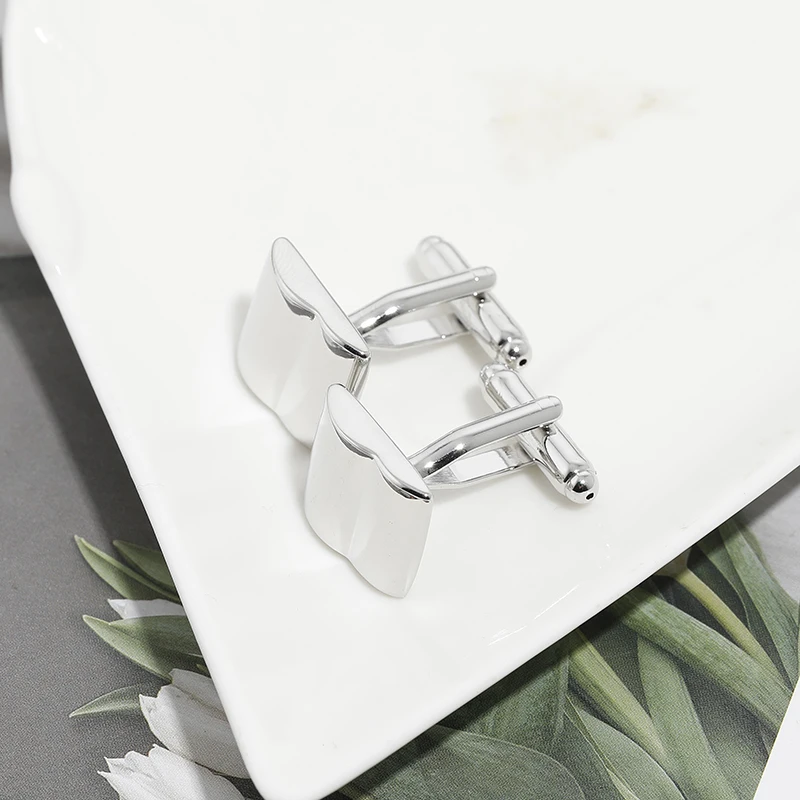 men's fashion cufflinks silver color copper geometric design square cufflinks high quality office/career suit accessories
