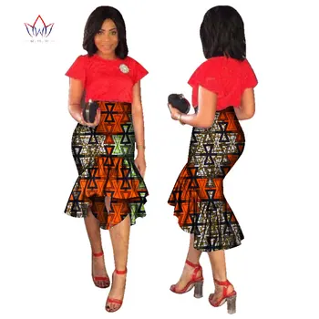 

2020 Discount Fashion Summer Part Midi Skirt Maxi For Women Dashiki African Print Skirt Mid-calf Bazin Date Cotton Cloth WY1762