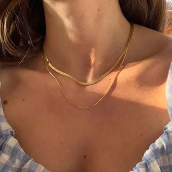 

Timeless Wonder Titanium Layered Pave Snake Chains Necklace Women Stainless Steel Jewelry Boho Designer Top Ins Trendy Rare 7623