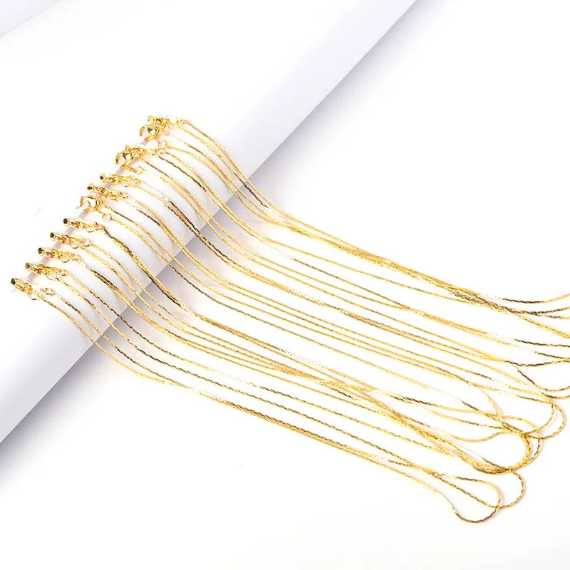 12 шт 0,8 мм тонкая цепочка в виде змеи для женщин Сделай Сам ювелирное изделие Золотое серебряное ожерелье с застежкой-Омаром модный набор ювелирной фурнитуры - Цвет: Gold