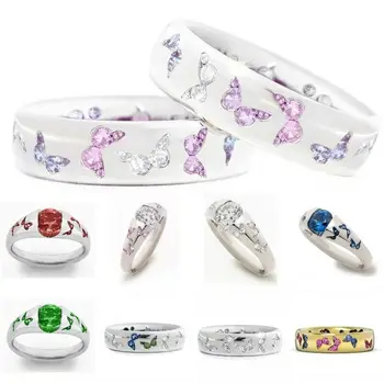 

Fashion Women Jewelry Wedding Gift Size 5-11 White Topaz Band Butterfly Ring