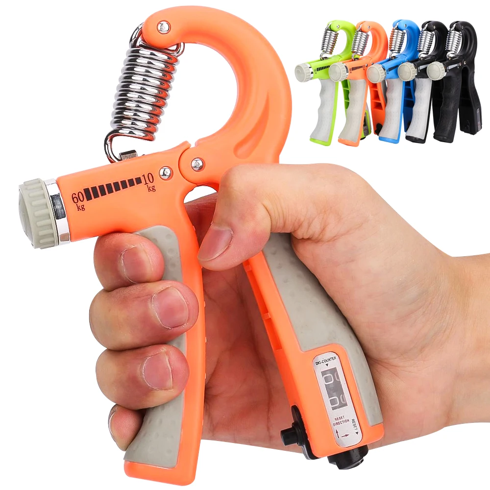 

R-Shape Adjustable Hand Grip Sports Strength Countable Exercise Strengthener Gripper Spring Finger Pinch Carpal Expander