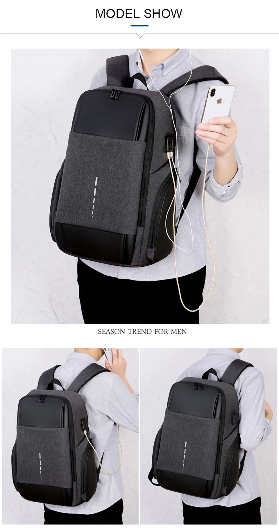 Умный студенческий рюкзак для ноутбука, мужской большой рюкзак, 15,6 дюймов, женские сумки, водонепроницаемые USB музыкальные дорожные рюкзаки