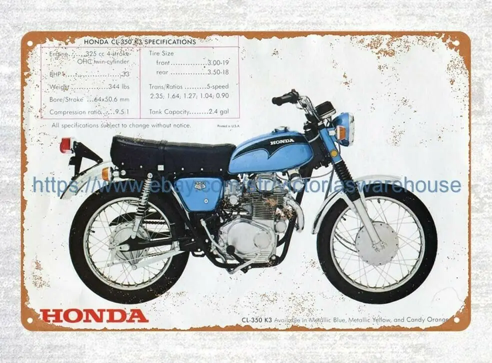 Брошюра Honda CL-350 K3 около 1971 металлический жестяной знак арт-деко металлическое