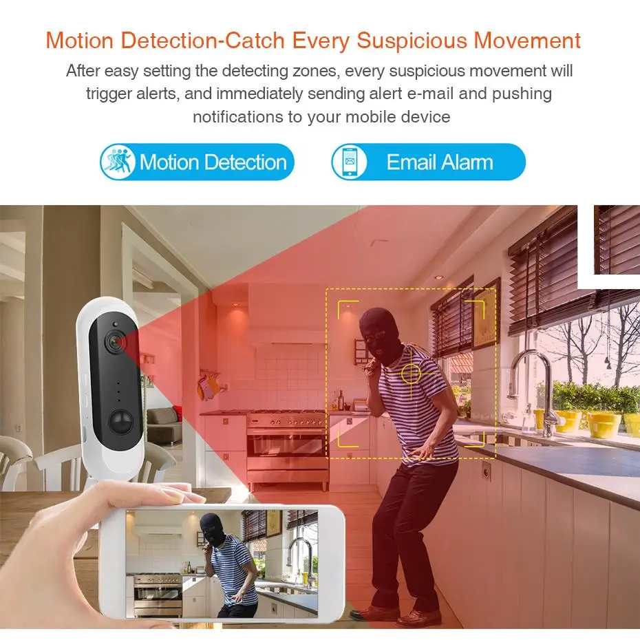 1080P HD Battery Security WiFi Camera H.265 PIR Human Detect Cloud Audio Wireless Home Security IP Camera Wire-Free CCTV Camera