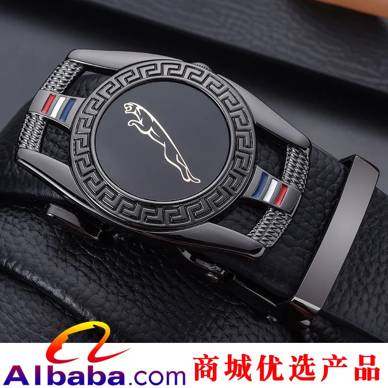 

Men leather belt tiktok belt automatically button leopard voice business belt