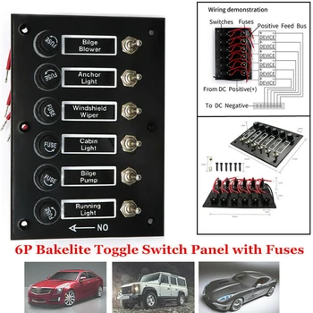 

12-24V 3/6 Gang ON-OFF Toggle Switch Panel Dual USB Socket Charger LED Voltmeter 12V Power Outlet for Car Boat Marine RV Truck