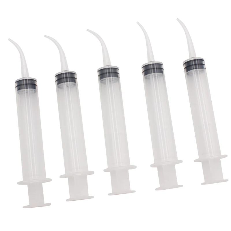 5 шт. 12 мл одноразовые стоматологические оросительные шприцы с изогнутый кончик прозрачный инжектор 12cc уход за полостью рта впечатления формование стоматологические инструменты