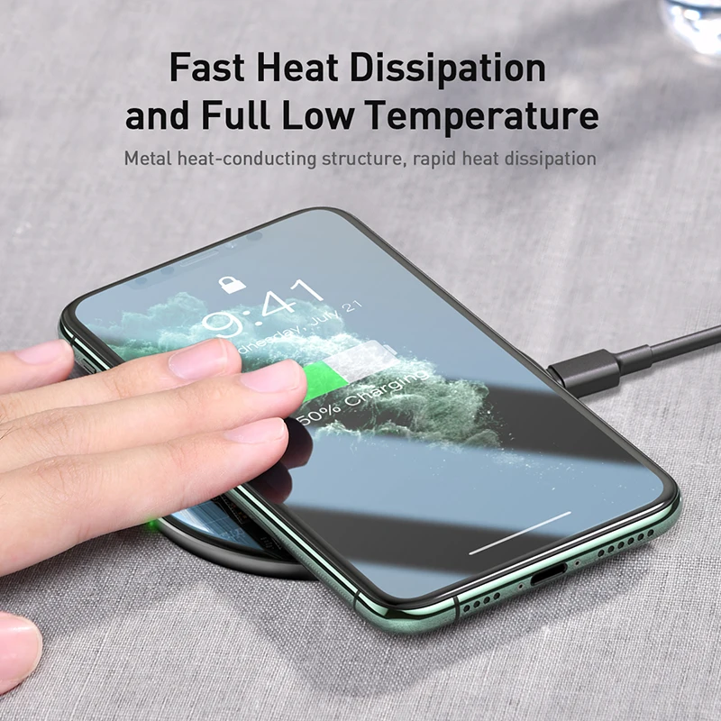 Baseus светодиодный дисплей Беспроводное зарядное устройство для iPhone X Xs Max Xr 8 Plus