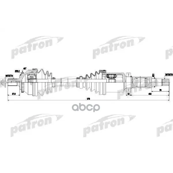 Полуось Правая 36x975x26 Abs: 48t Volvo: S60 2,0t 2,4d 2,4t, V70 Ii 2,4d 2,4t 2,5t 2,5tdi 00-10 PATRON арт. PDS0441