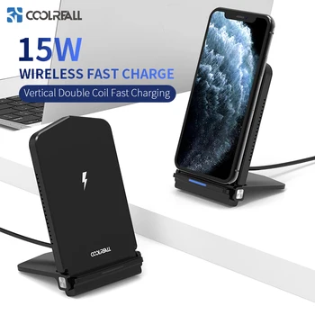 

coolreall Qi 15W fast wireless charger forSamsung S10 S9 S8 wireless charging stand foriPhone 11 Pro XR XS Max X 8 Plus