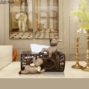 

European Living Room Home Multi-function Tissue Box Desktop Coffee Table Decoration American Creative Home Decorations Tray