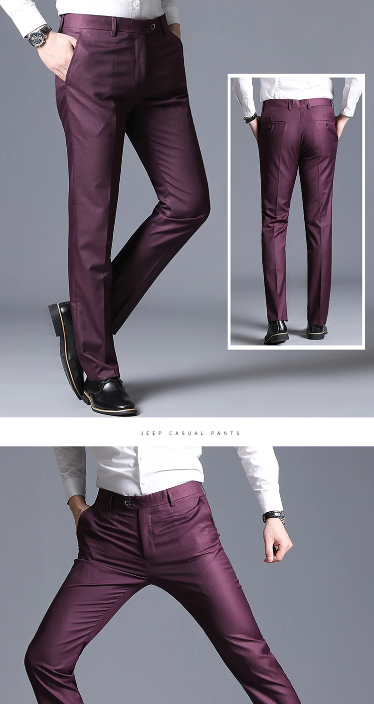 Мужские Формальные модельные брюки Slim Fit Модные Формальные Деловые однотонные брюки повседневные мужские брюки Свадебные Жених выпускного вечера брюки