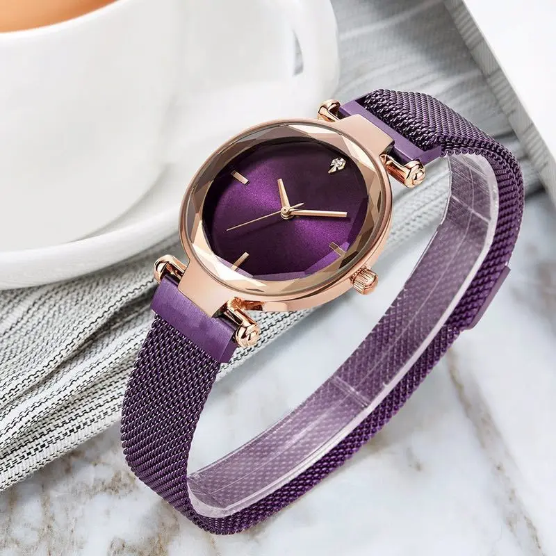 Женские часы, роскошный магнитный браслет, наручные часы, золотые часы, женские часы, женские часы zegarek damsk Relogio Feminino - Цвет: purple