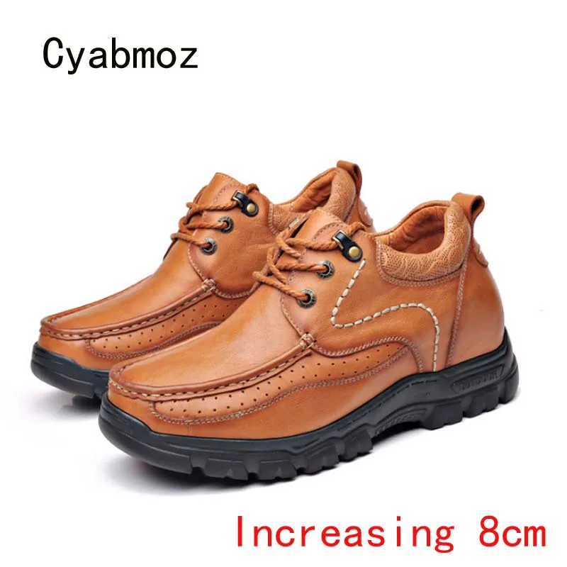 Cyabmoz/Модная Мужская обувь из натуральной кожи, увеличивающая рост, незаметная обувь, увеличивающая рост 8 см, повседневная мужская рабочая обувь на шнуровке