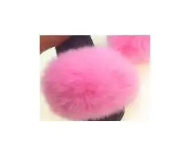 Pink Детские тапочки с натуральным лисьим мехом; Домашние меховые сандалии для родителей и детей; пушистая обувь на плоской подошве для девочек; женские домашние меховые шлепанцы; Размеры 25-45; семейная обувь - Цвет: Pink