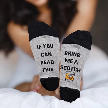 

Harajuku Hip Hop Wine Socks Men Women IF YOU CAN READ THIS Letter Funny Socks Male Female Striped Novelty Socks