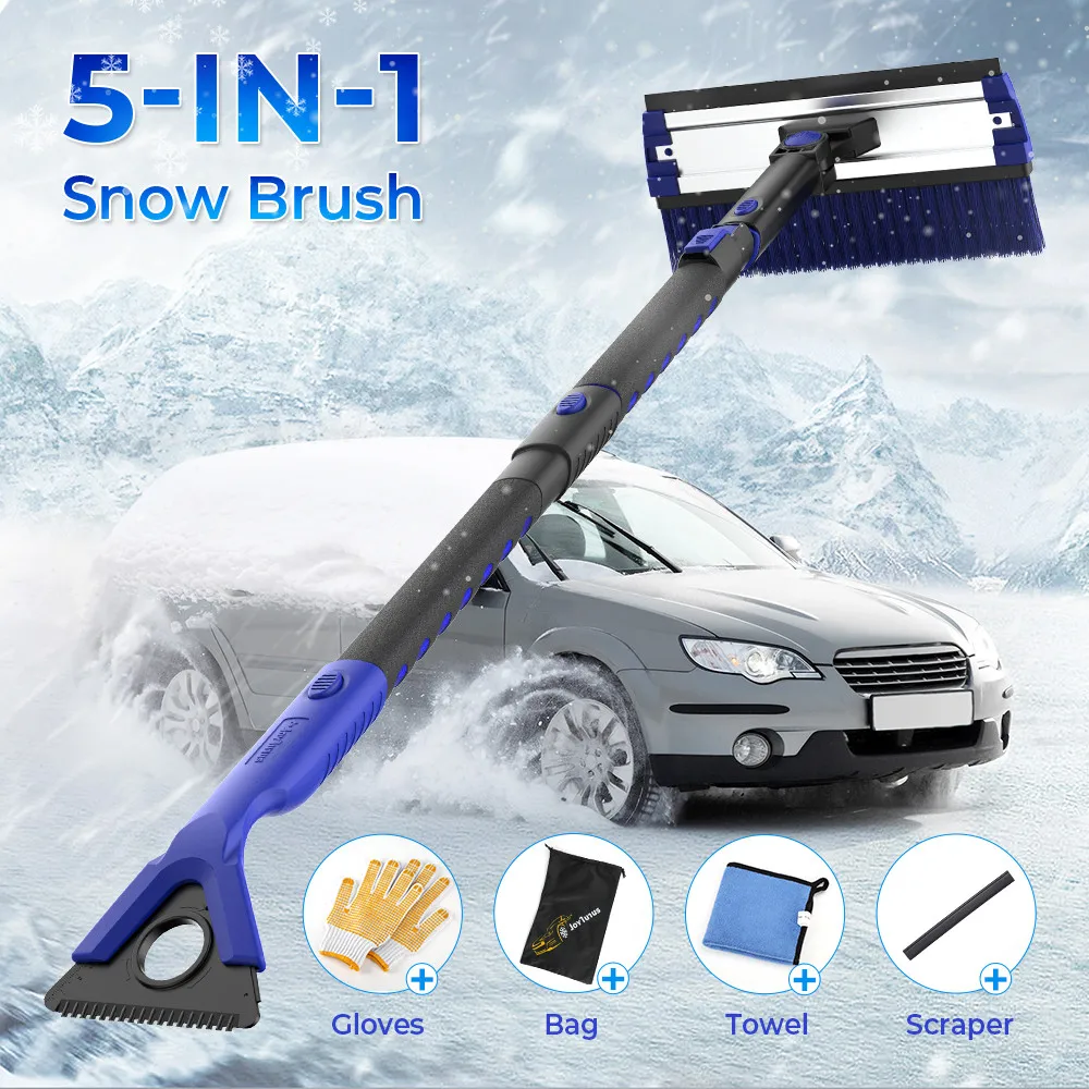 Ice Scraper with Brush for Car Windshield Snow Removal Frost Telescoping Broom 