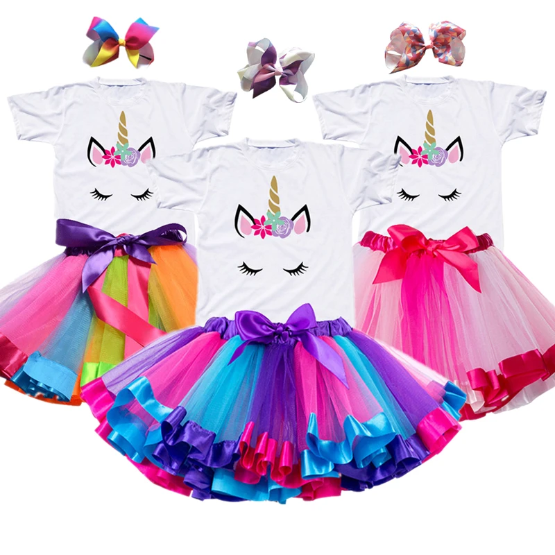 Vestido con tutú de unicornio para niñas, Vestido de princesa de arcoíris, disfraz de unicornio para fiesta de cumpleaños, novedad de 2020