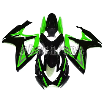 

Full Fairings for Suzuki GSXR600 GSXR750 K6 2006 2007 GSXR600-750 06 07 Injection ABS Plastic Motorcycle Green Black Strips