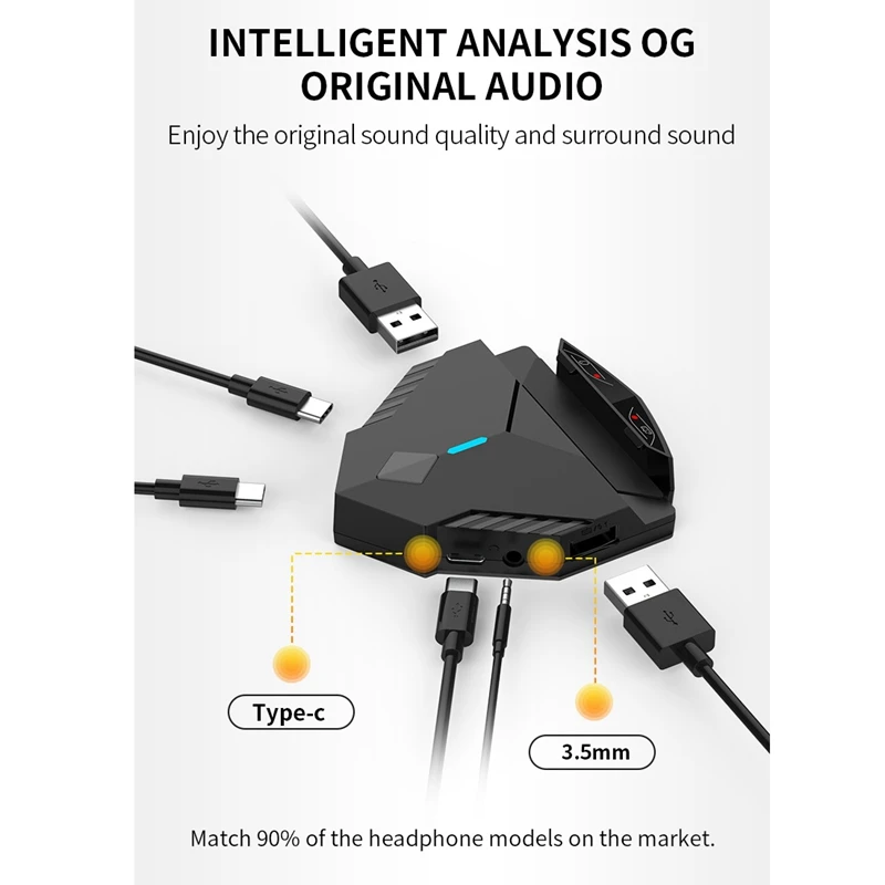 Bluetooth Gaming Converter Keyboard Mouse Adapter with USB C 3 5mm Dual Headphone Port Battle Dock Only for Android