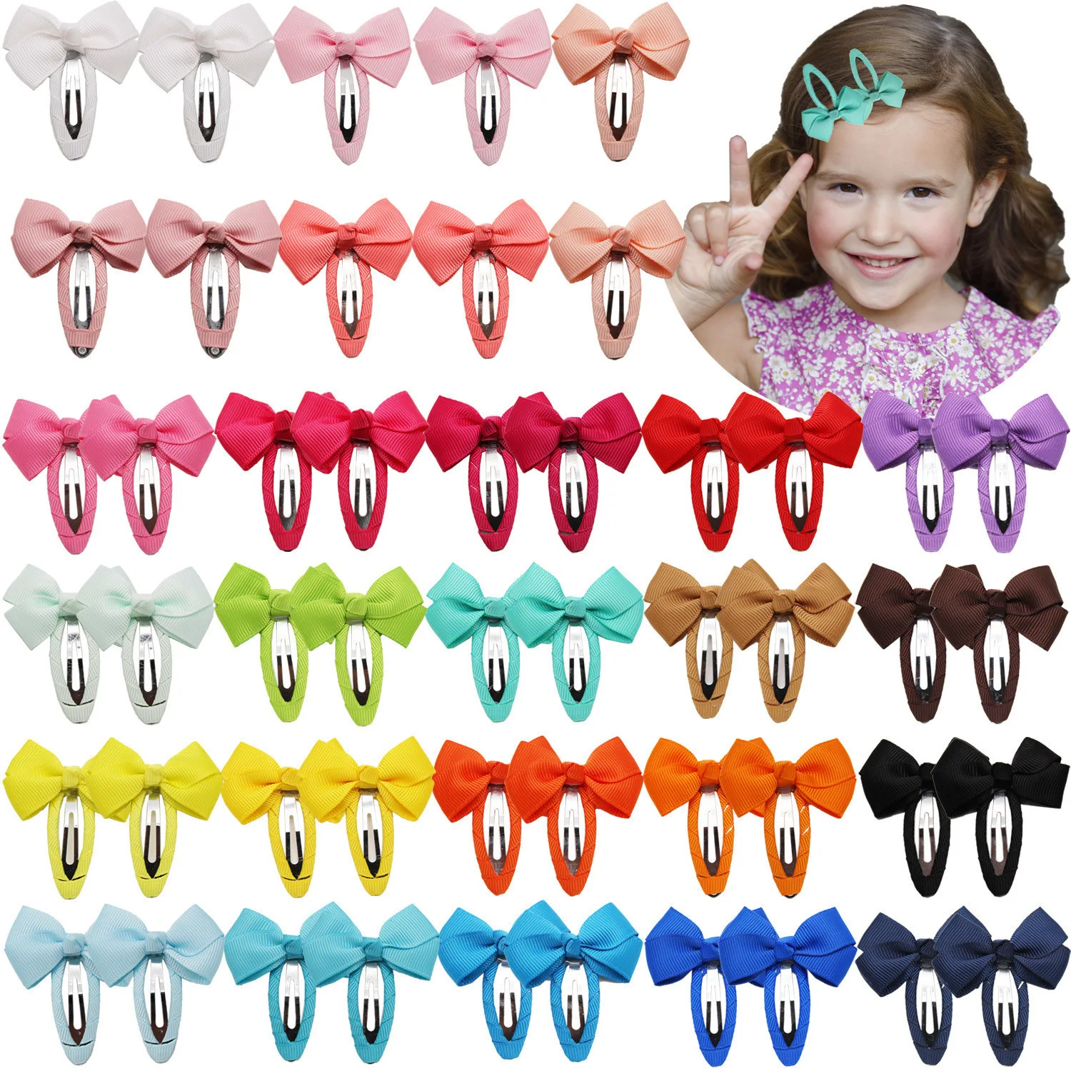 

50pcs/lot 2" Hair Bows Alligator Clips for Baby Girls Hair Berrettes Mini Hairpins for Little Girls Infants Toddlers Headwear