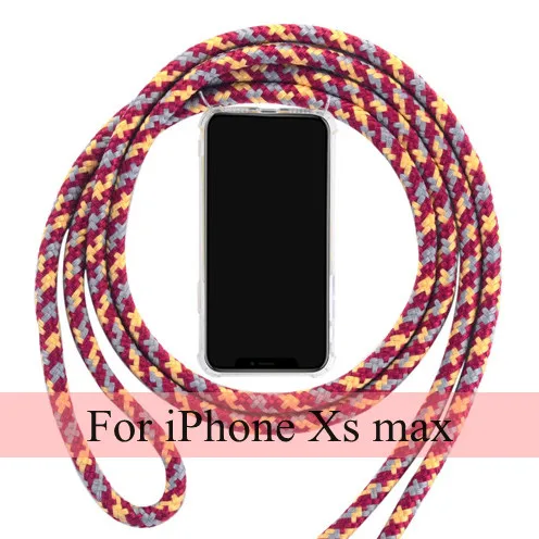 Ремешок шнур цепи телефона Крышка для iphone XR X XS шнурок для ожерелья переноска для подвешивания мобильного телефона чехол для iphone X XS XR TPU оболочки - Цвет: XS Max interphase