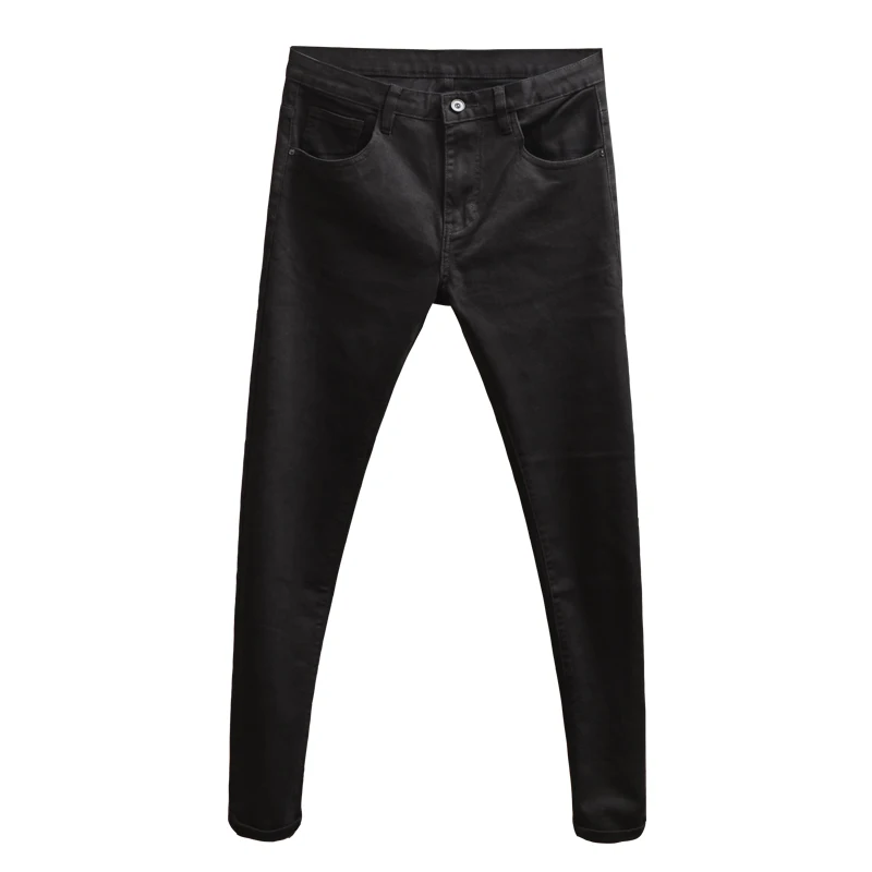 Fashion Men Skinny Jeans Stretch Thin Streetwear Black Pants for Cowboys
