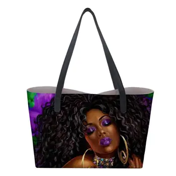 

HaoYun Ladies Top-handle Bags African Girls Prints Pattern Girls Brand Travel Totes Bags Female New Arrival PU Girls Handbags
