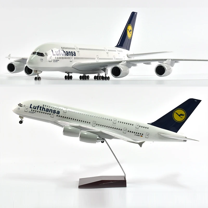 JASON TUTU 46cm Lufthansa Airbus 380 Plane Model Airplane Model Aircraft Model 1/160 Scale Diecast Resin Airplanes Planes