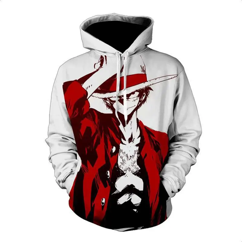 

2020 Europe And America New 3d Printing Free Straw Hat Luffy Plus Size Trend Onepiece Men's Hoodie