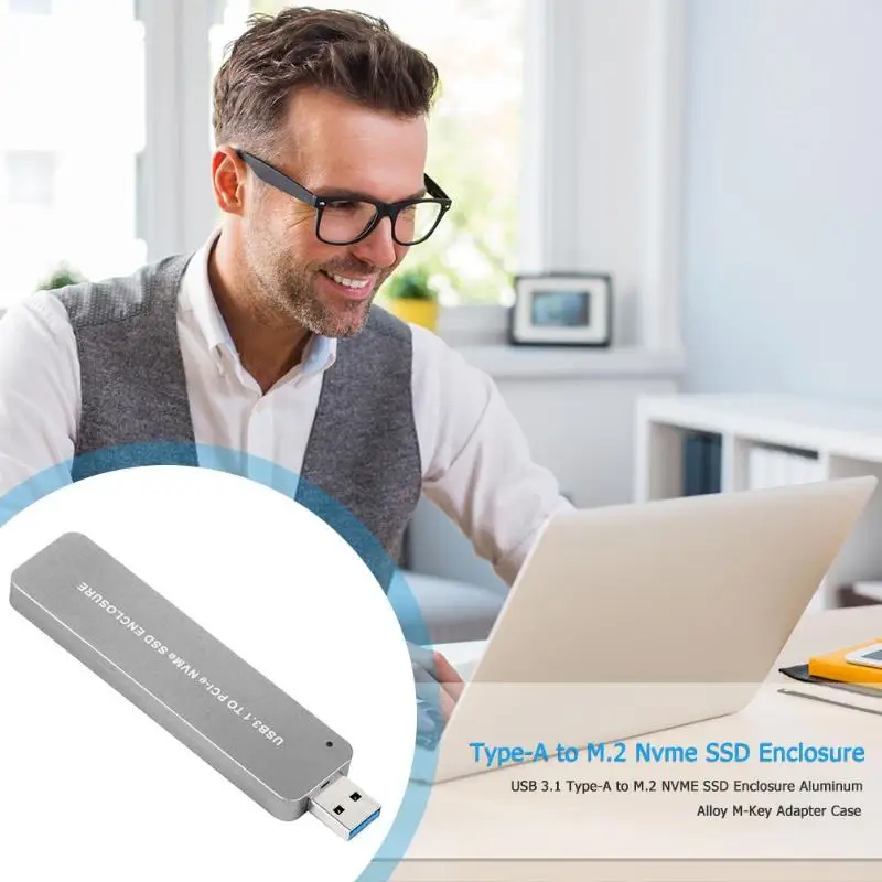 USB 3,1 type-A к M.2 Накопитель SSD с протоколом NVME корпус алюминиевый M-Key адаптер жесткий диск коробка 10 Гбит/с высокоскоростной портативный USB3.1 M.2 NVME чехол