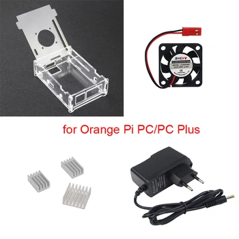 

For Orange Pi PC Transparent Acrylic Case + 5V 2A Power Supply Charger + Cooling Fan + Heat Sink Support for Orange Pi PC Plus