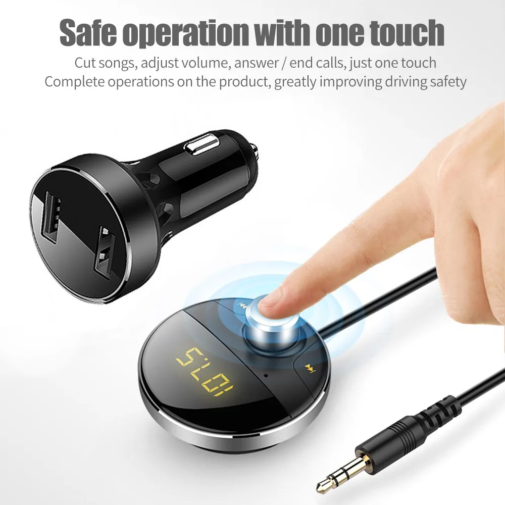 Bluetooth 5,0 HY-62 12-24 В Универсальный беспроводной Bluetooth передатчик Hands-Free TF карта музыкальный плеер аудио стерео динамик телефон - Название цвета: Белый