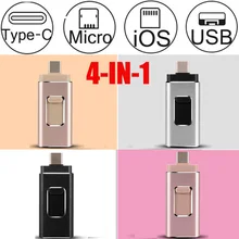 4 в 1 type-c OTG USB флеш-накопитель 3,0 Флешка 64 Гб USB флешка 128 Гб карта памяти для iPhone Android PC 256 ГБ