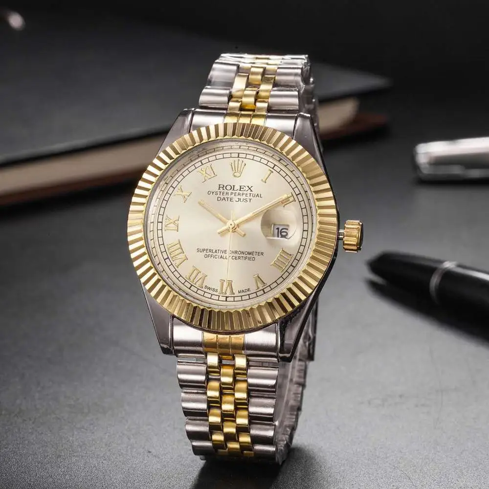 

Rolex- Men Quartz Watches Quartz Watch Stainless Steel Strap wristwatch classic business dress men watch0445