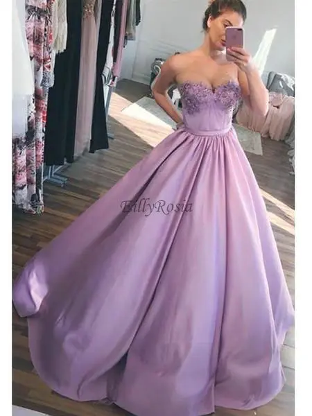 Robe de bal lilas en Satin violet clair, longueur au sol, sans bretelles,  tenue de soirée formelle pour femmes | AliExpress