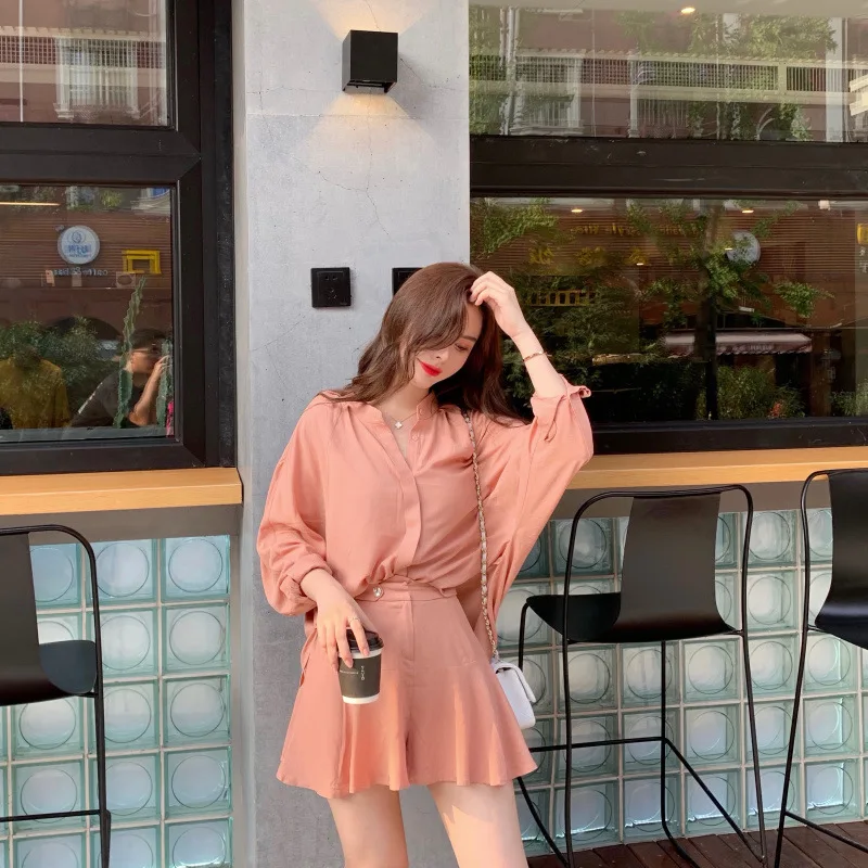 

Photo Shoot Laziness Free Form Feel Loose-Fit Sun-resistant Long Sleeve Shirt Thin Small Fishtail Skirt Pants Suit