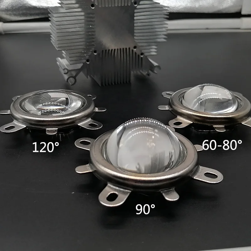 1 Set 44mm LED Lens Optical Glass 60 90 120 Degree + Reflector + Fixed Bracket / heatsink For 20W-100W High Power LED Chip