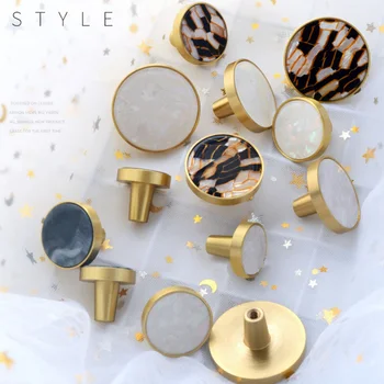 Handles Brass Furniture Round Knob Cupboard Cabinet Drawer Round Colorful Pulls Polished Door Handle Kitchen Modern Pull Knob