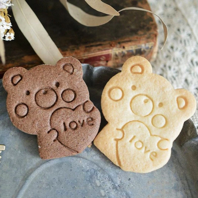 Valentine's Day Bear Biscuit Mold Cartoon Love Confession Bear Cookie  Fondant Pastry Cutting Mold Baking Tool 3D Embossing Stamp|Baking & Pastry  Tools| - AliExpress